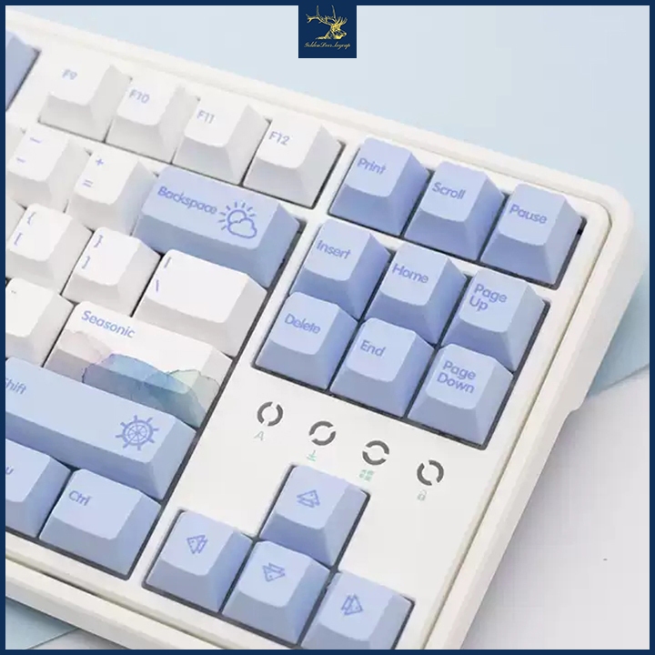 Bộ keycap PBT Haiyun phong cách xanh trắng