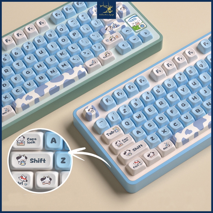 Bộ Keycap PBT MOA Hình Dễ Thương, Phối Màu Xanh Trắng, Phù Hợp Nhiều Layout Bàn Phím Cơ - Ảnh 10