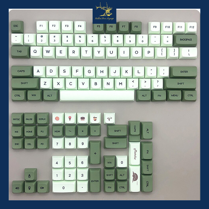 Bộ keycap Matcha XDA PBT xanh trắng