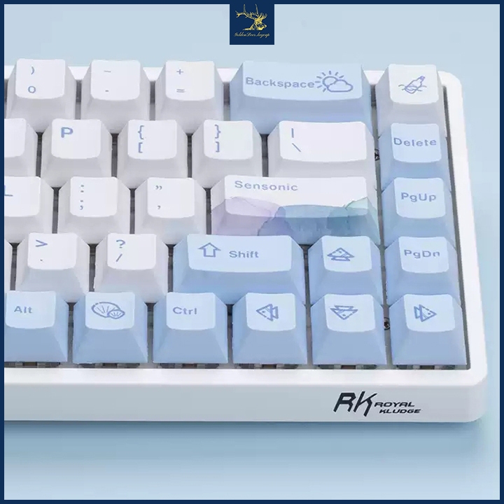 Cận cảnh keycap Haiyun phối màu xanh trắng