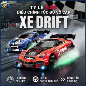 Xe Điều Khiển Từ Xa Drift Tỷ Lệ 1:24, Tốc Độ Cao Có Đèn Led, Xe Điều Khiển RC 1/24