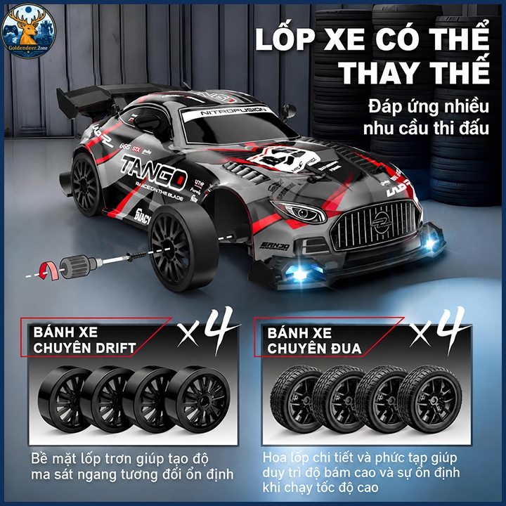 Xe Điều Khiển Từ Xa Drift Tỷ Lệ 1:24, Tốc Độ Cao Có Đèn Led, Xe Điều Khiển RC 1/24 - Ảnh 4