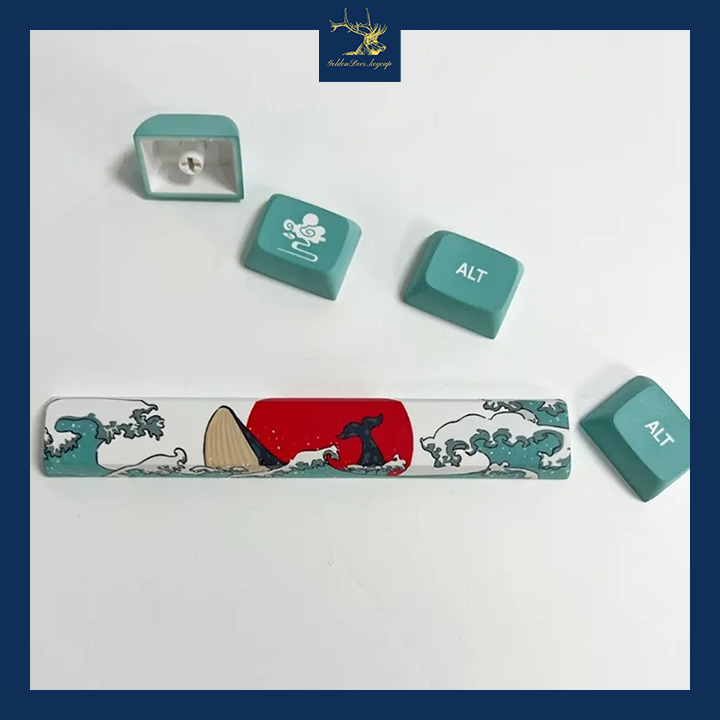 Keycap Coral Sea PBT phối màu xanh trắng đỏ