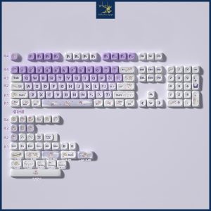 Bộ keycap PBT MOA Little Peach tím trắng phù hợp nhiều layout
