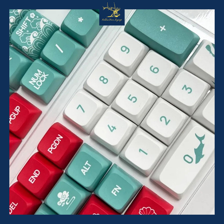 Bàn phím keycap Coral Sea xanh trắng đỏ