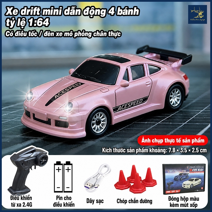 Xe điều khiển từ xa mini drift FQD23 tỷ lệ 1:64 porsche hồng